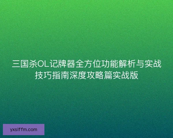 三国杀OL记牌器全方位功能解析与实战技巧指南深度攻略篇实战版