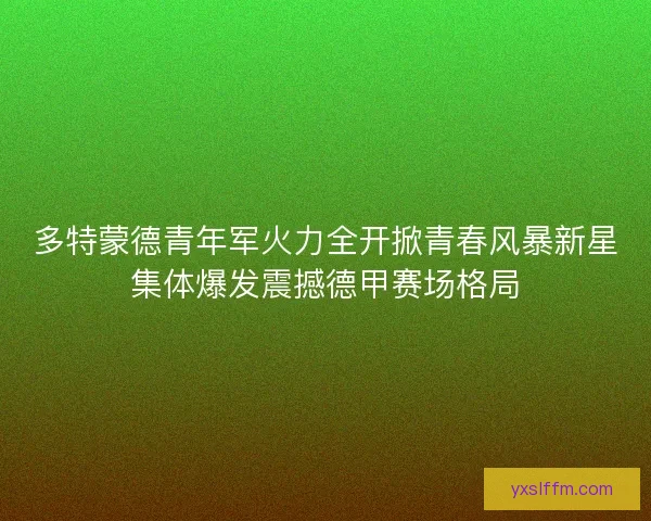 多特蒙德青年军火力全开掀青春风暴新星集体爆发震撼德甲赛场格局 多特蒙德青年军火力全开掀青春风暴新星集体爆发震撼德甲赛场格局