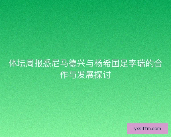 体坛周报悉尼马德兴与杨希国足李瑞的合作与发展探讨